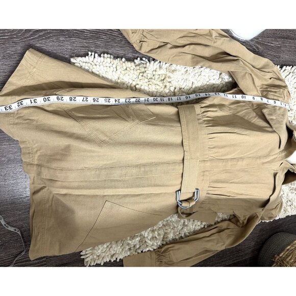 C/MEO Collective Camel Tan Dark Academia Long Puff Sleeves Office Mini Dress 6M - Picture 10 of 11